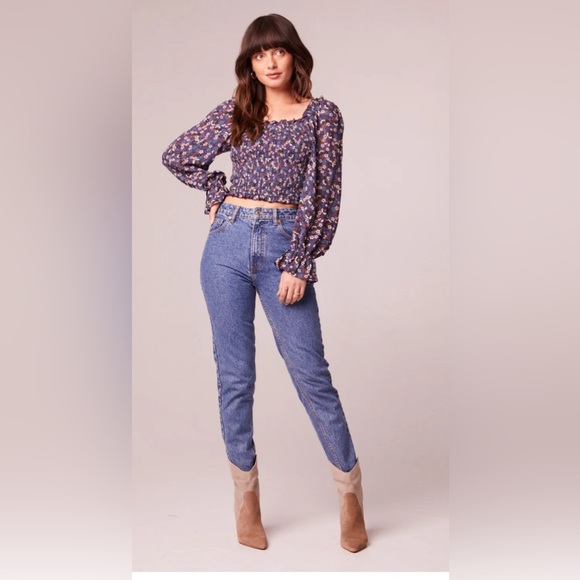 AGATHE PURPLE FLORAL SMOCKED TOP - Picture 2 of 4